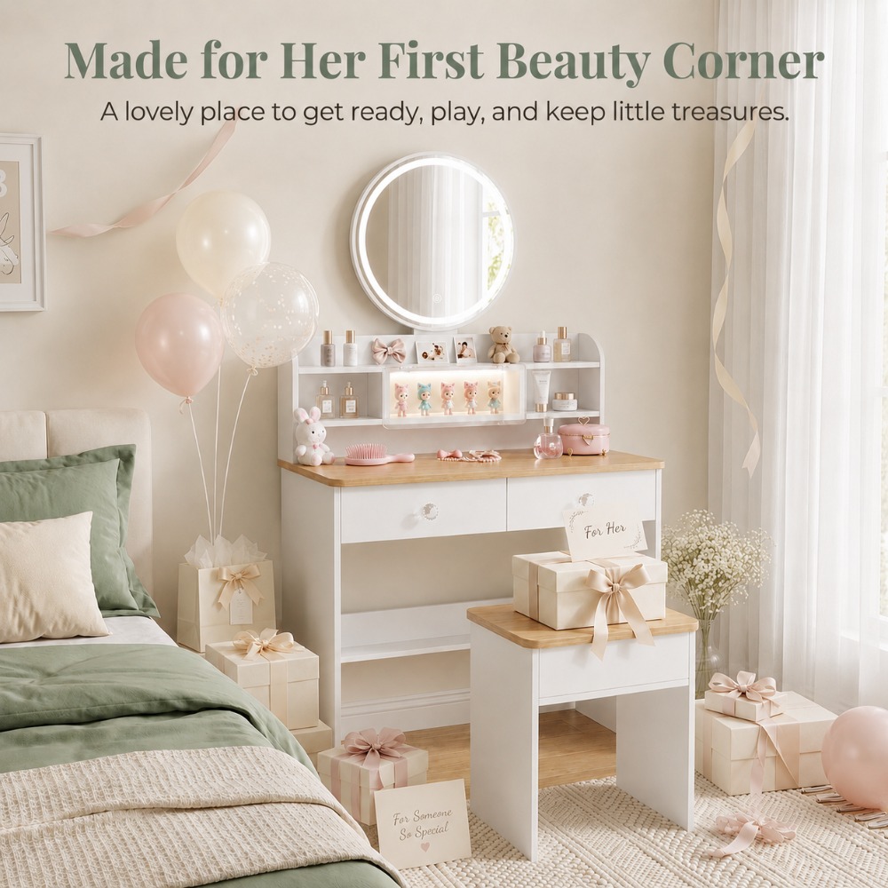 Perfect Gift for Her, Round Wo - đánh giá và giá Beauty Makeup Vanity Set